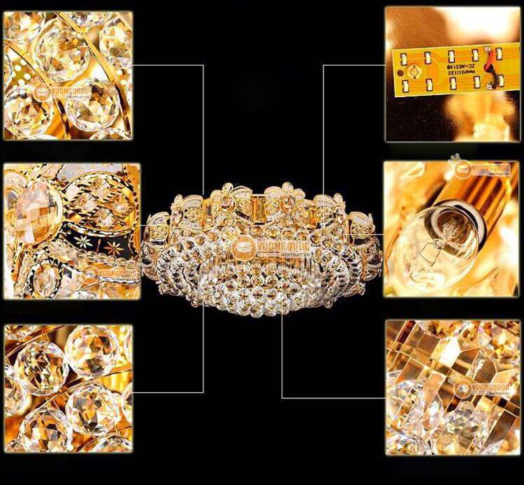 Đèn ốp trần pha lê thiết kế cầu kỳ trang trí phòng khách CM270-4